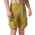 New Design Men&#39;s Sport Short Big Pocket Fitness Shorts Men da cintura elástica por atacado shorts de carga